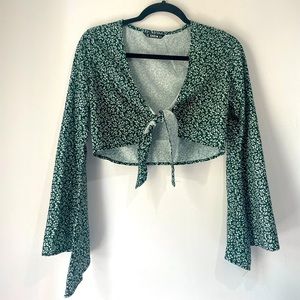 SHEIN front tie crop top